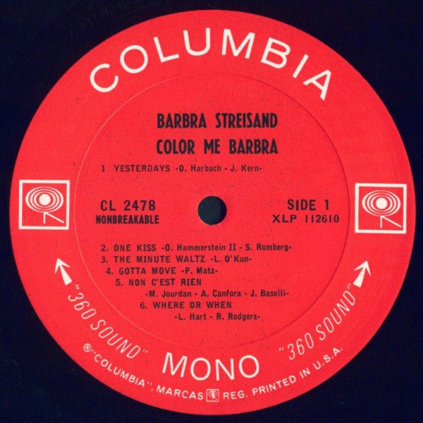 Barbra Streisand : Color Me Barbra (LP, Album, Mono, San)