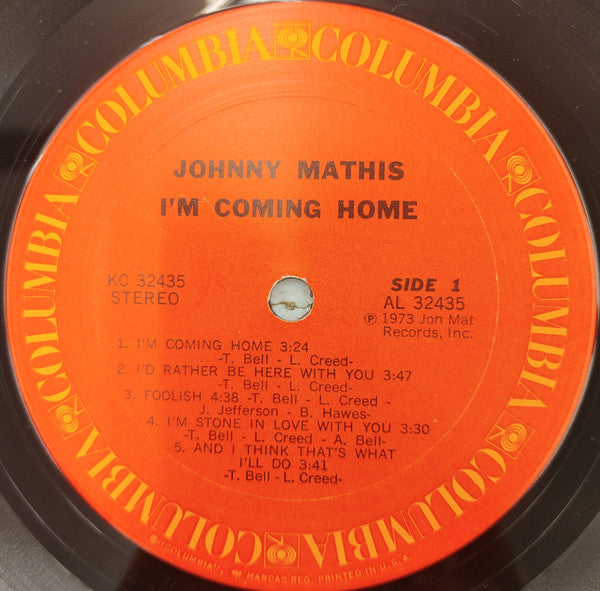 Johnny Mathis : I'm Coming Home (LP, Album, San)