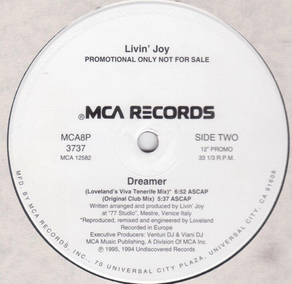 Livin' Joy : Dreamer (12", Promo)