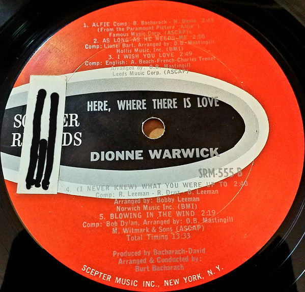 Dionne Warwick : Here Where There Is Love (LP, Album, Mono)