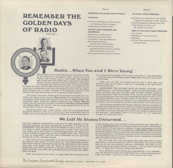 Jack Benny And Frank Knight : Remember The Golden Days Of Radio Volume 1 (LP)