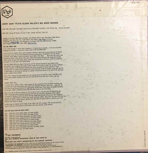 Jerry Gray : Jerry Gray Plays Glenn Miller's Big Band Sounds (LP, Album)