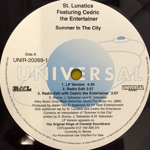 St. Lunatics Feat Cedric The Entertainer : Summer In The City (12", Promo)