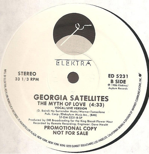Georgia Satellites* : The Myth Of Love (12", Single, Promo)