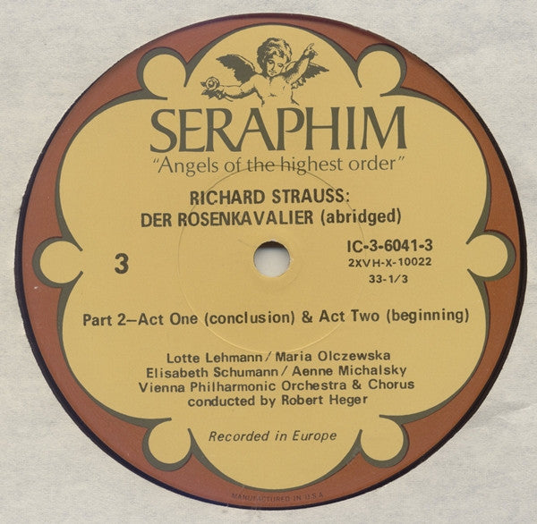 Richard Strauss, Lotte Lehmann, Elisabeth Schumann, Maria Olszewska (2), Richard Mayr, Vienna Philharmonic*, Vienna State Opera Chorus*, Robert Heger : Der Rosenkavalier (Abridged) (3xLP, Mono + Box)