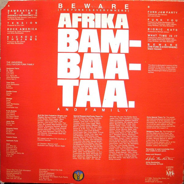 Afrika Bambaataa And Family* : Beware (The Funk Is Everywhere) (LP, Album, Promo)