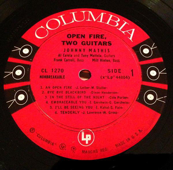 Johnny Mathis : Open Fire, Two Guitars (LP, Album, Mono, Hol)