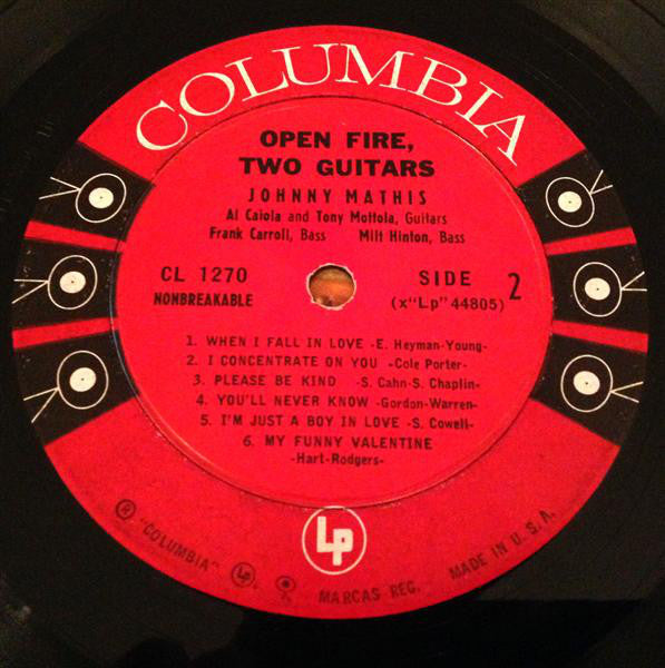 Johnny Mathis : Open Fire, Two Guitars (LP, Album, Mono, Hol)