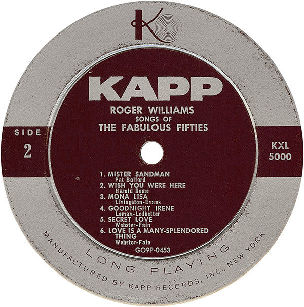 Roger Williams (2) : Songs Of The Fabulous Fifties (2xLP, Album, Mono)