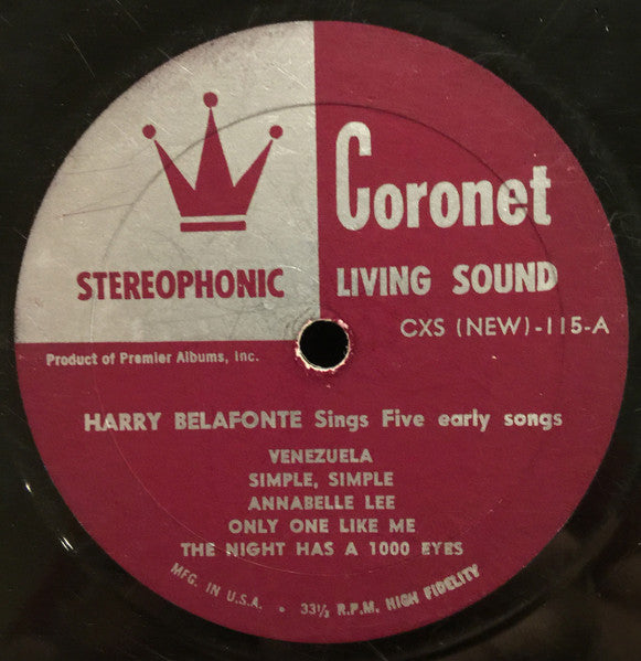 Harry Belafonte / The Islanders (6) : Harry Belafonte Sings Five Early Songs / Calypso In The Sun (LP)
