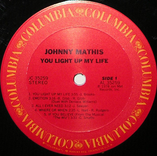 Johnny Mathis : You Light Up My Life (LP, Album, San)