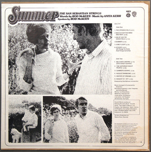 The San Sebastian Strings : Summer (LP, Album, Quad)