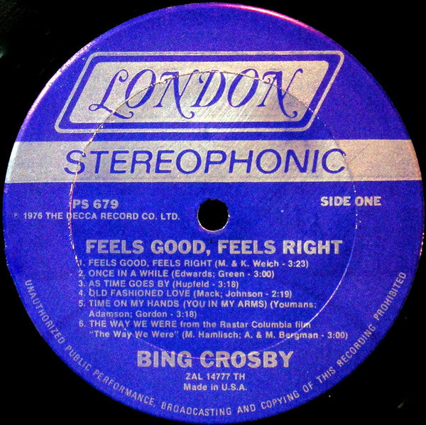 Bing Crosby : Feels Good, Feels Right (LP, Album)