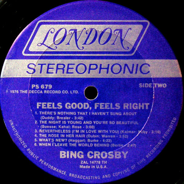 Bing Crosby : Feels Good, Feels Right (LP, Album)