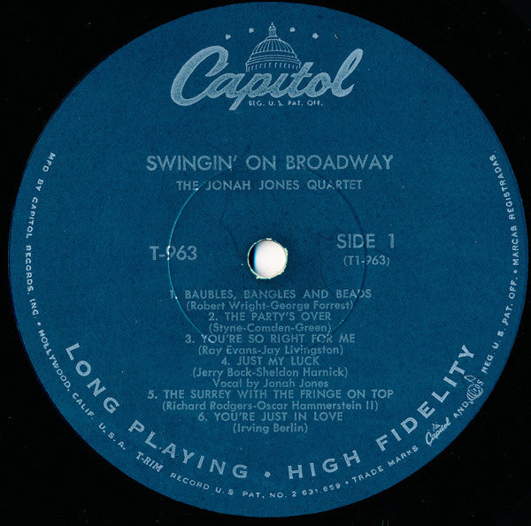 The Jonah Jones Quartet : Swingin' On Broadway (LP, Album, Mono)