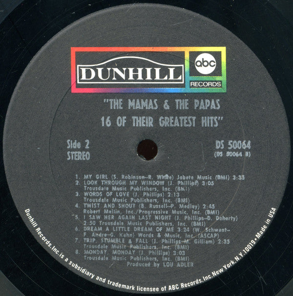 The Mamas & The Papas : 16 Of Their Greatest Hits (LP, Comp)