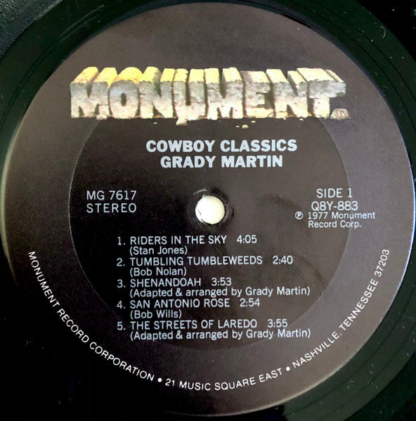 Grady Martin : Cowboy Classics (LP, Album, Ter)