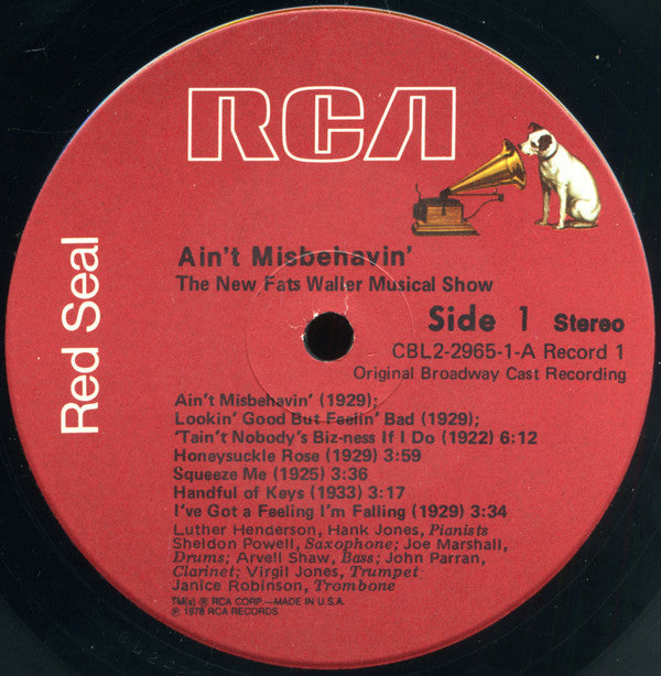 Ain't Misbehavin' Original Broadway Cast* : Ain't Misbehavin': The New Fats Waller Musical Show (2xLP, Album, Ind)