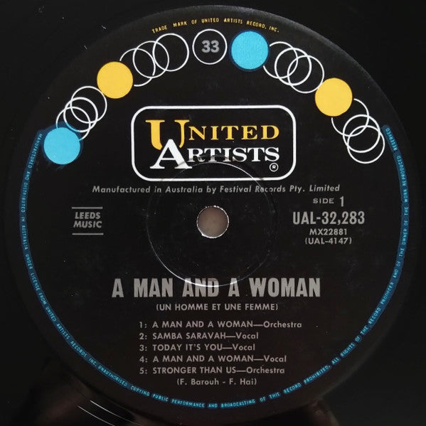 Francis Lai : A Man And A Woman ("Un Homme Et Une Femme") Original Motion Picture Sound Track (LP, Mono)