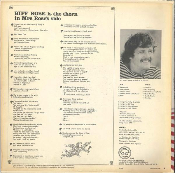Biff Rose : The Thorn In Mrs. Rose's Side (LP, Album, Ter)