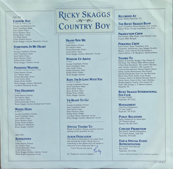 Ricky Skaggs : Country Boy (LP, Album, Pit)