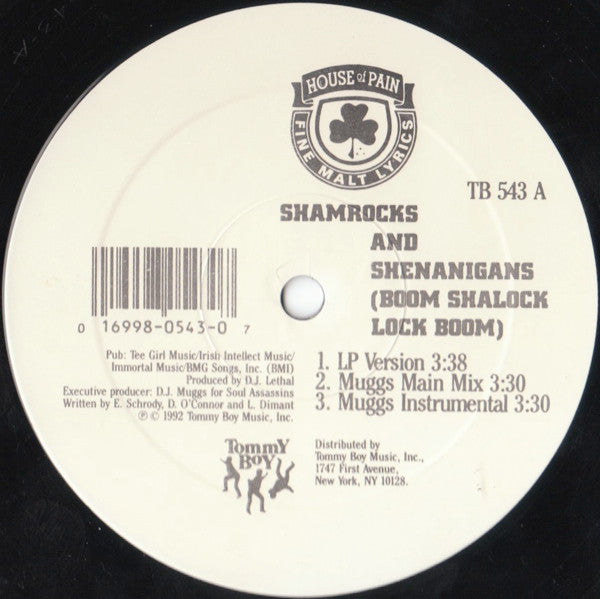 House Of Pain : Shamrocks And Shenanigans (Boom Shalock Lock Boom) (12", Single)