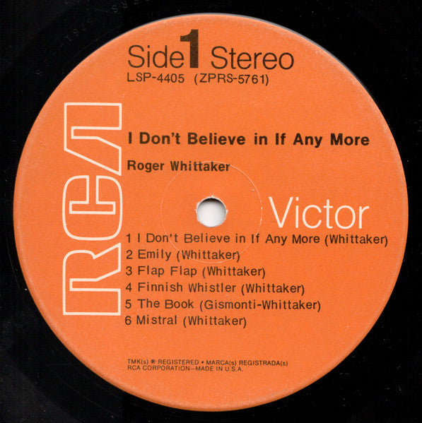 Roger Whittaker : I Don't Believe In If Anymore (LP, Album)