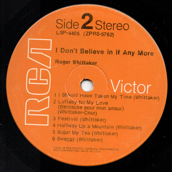 Roger Whittaker : I Don't Believe In If Anymore (LP, Album)
