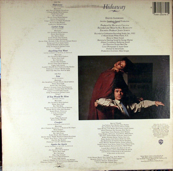 David Sanborn : Hideaway (LP, Album, Win)