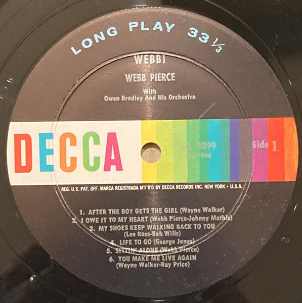 Webb Pierce With Owen Bradley And His Orchestra : Webb! (LP, Album, Mono, RP, Pin)