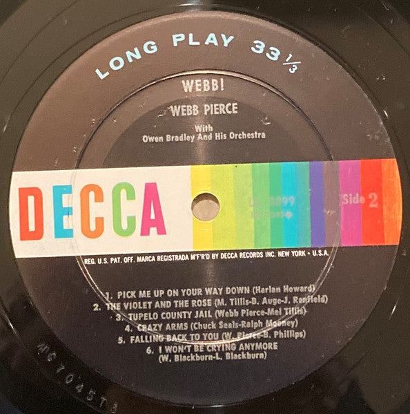 Webb Pierce With Owen Bradley And His Orchestra : Webb! (LP, Album, Mono, RP, Pin)