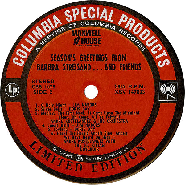 Barbra Streisand : Season's Greetings From Barbra Streisand...And Friends (LP, Comp, Ltd, Pit)