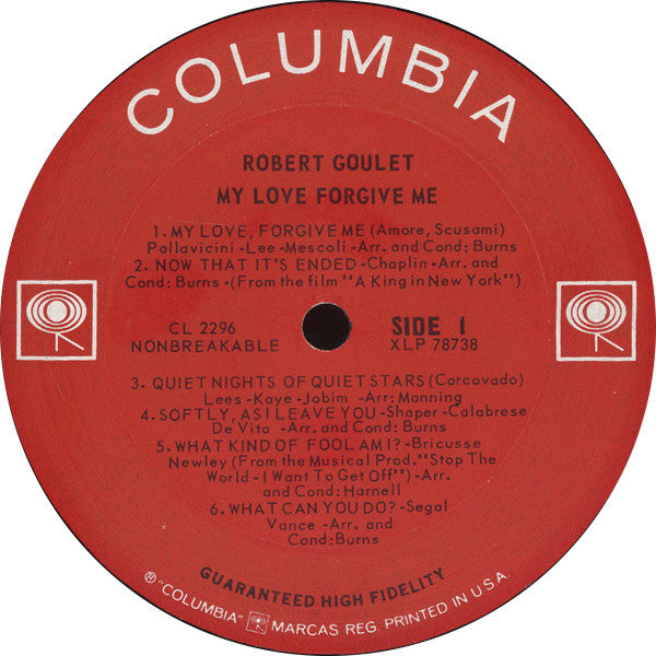 Robert Goulet : My Love Forgive Me (LP, Album, Mono)