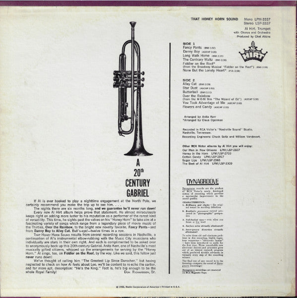 Al (He's The King) Hirt* : That Honey Horn Sound (LP, Album, Mono)