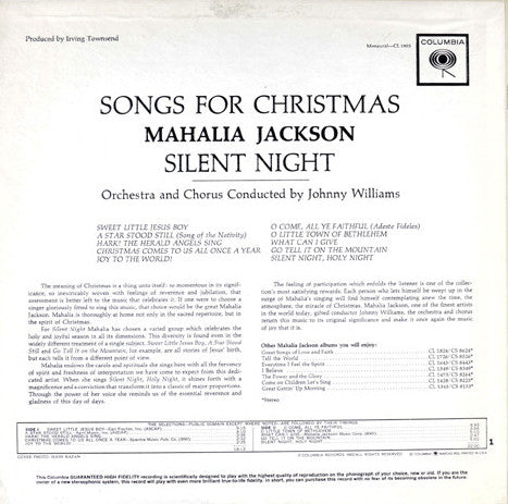 Mahalia Jackson : Silent Night - Songs For Christmas (LP, Album, Mono, Pit)