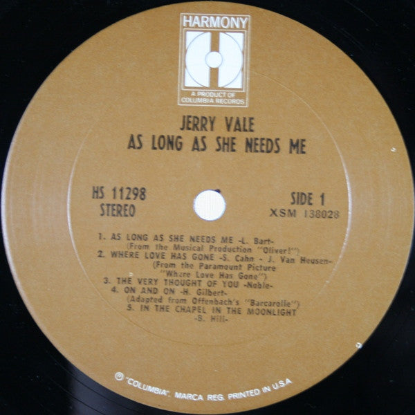 Jerry Vale : As Long As She Needs Me (LP, Album, ♡, )