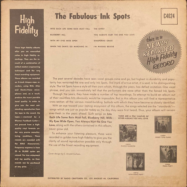 The Ink Spots : The Fabulous Ink Spots (LP, Album, Mono)