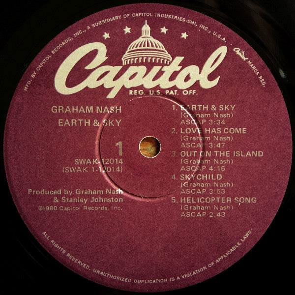 Graham Nash : Earth & Sky (LP, Album, Win)