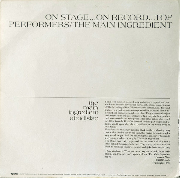 The Main Ingredient : Afrodisiac (LP, Album, Ind)