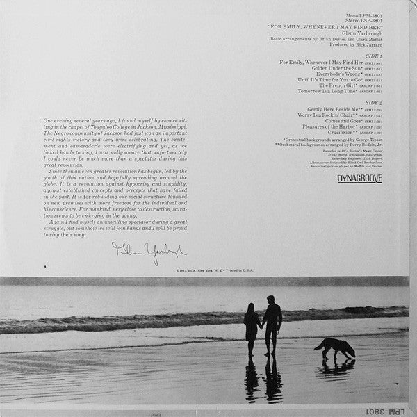 Glenn Yarbrough : For Emily, Whenever I May Find Her (LP)
