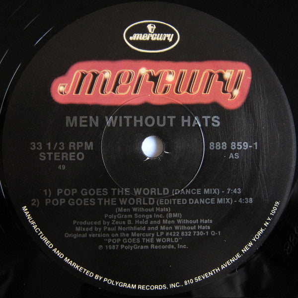 Men Without Hats : Pop Goes The World (12", Single)