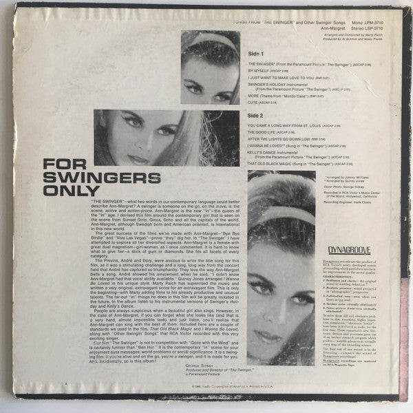 Ann-Margret* : Songs From The Swinger And Other Swingin' Songs (LP, Album, Mono)