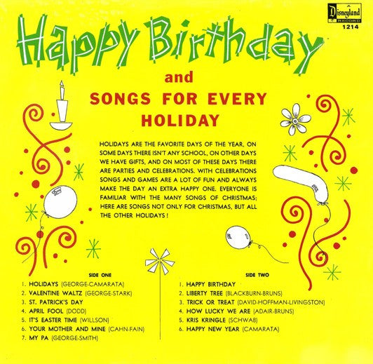 Various : Happy Birthday Songs And Songs For Every Holiday (LP, Album, RE, RP)