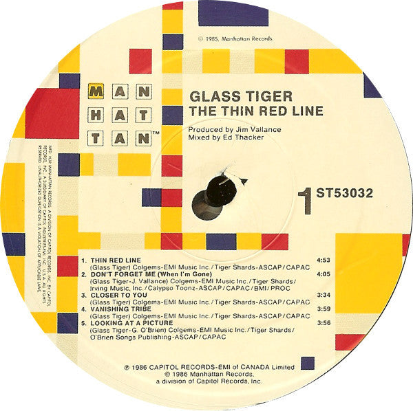 Glass Tiger : The Thin Red Line (LP, Album, SRC)