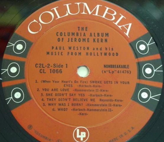 Paul Weston And His Music From Hollywood : The Columbia Album Of Jerome Kern (2xLP, Album, Mono)