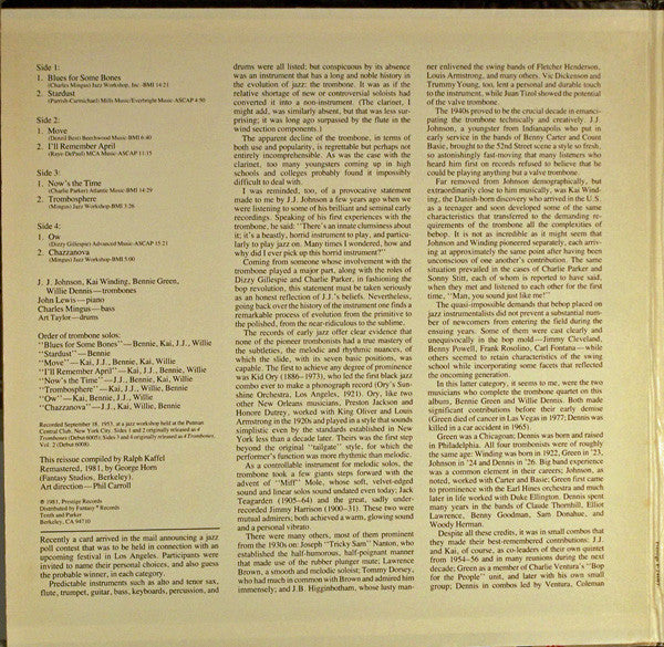 J. J. Johnson* · Kai Winding · Bennie Green · Willie Dennis : Four Trombones...The Debut Recordings (2xLP, Comp, Mono, RM, Gat)