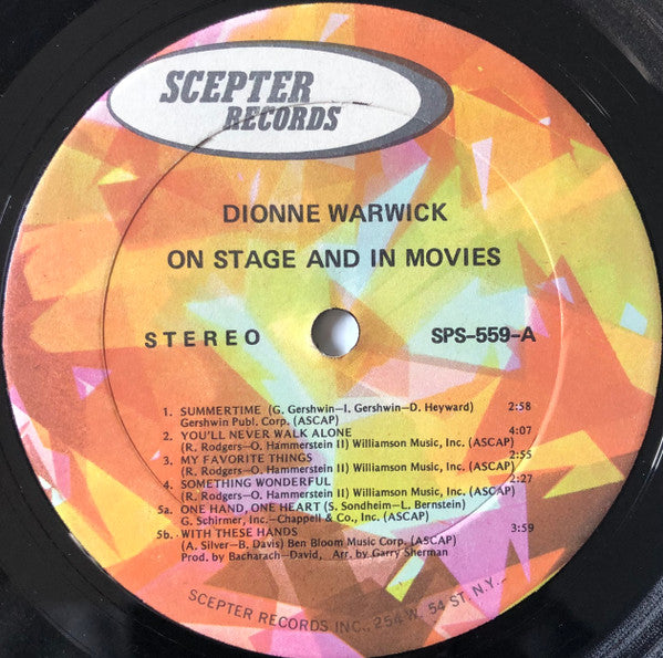 Dionne Warwick : On Stage And In The Movies (LP, Album, RP)