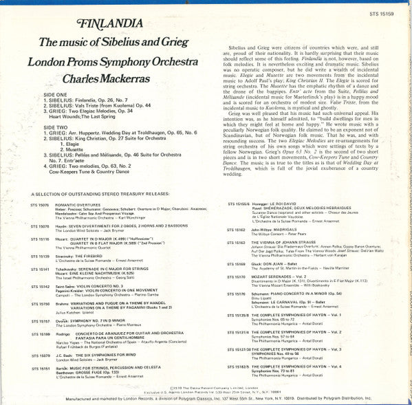 London Proms Symphony Orchestra*, Charles Mackerras*, Sibelius* / Grieg* : Finlandia  (The Music Of Sibelius And Grieg) (LP, Album, RE, RP)