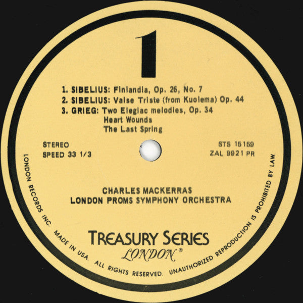 London Proms Symphony Orchestra*, Charles Mackerras*, Sibelius* / Grieg* : Finlandia  (The Music Of Sibelius And Grieg) (LP, Album, RE, RP)