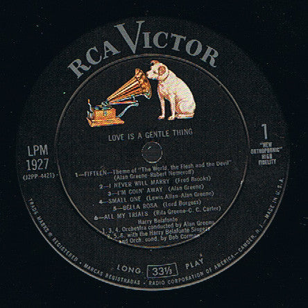 Harry Belafonte : Love Is A Gentle Thing (LP, Album, Mono, Ind)